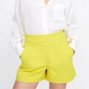 ZARA lemon yellow high waisted shorts
